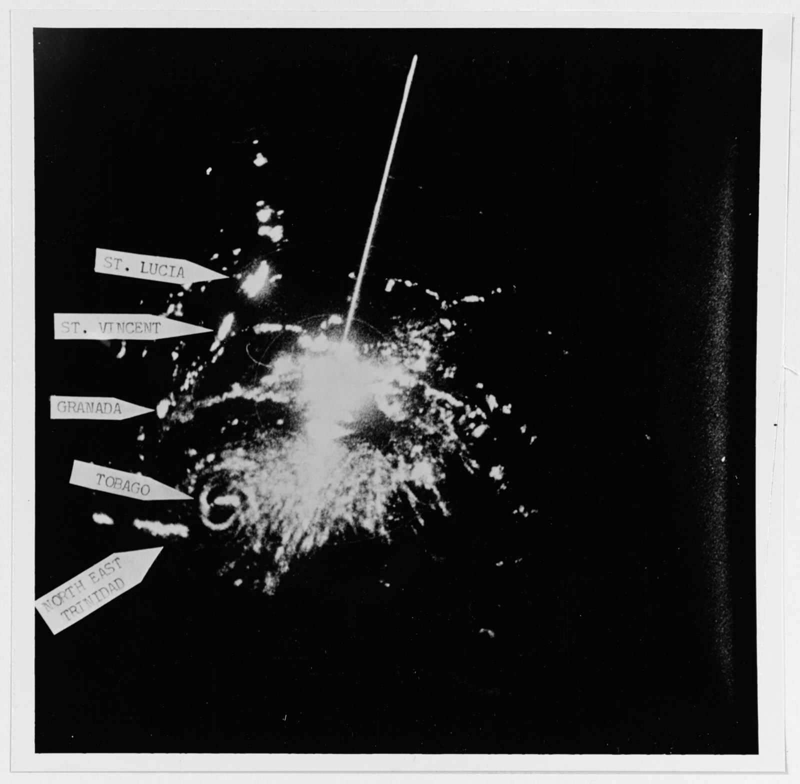 Hurricane Flora over Tobago on radar 1963-09-30